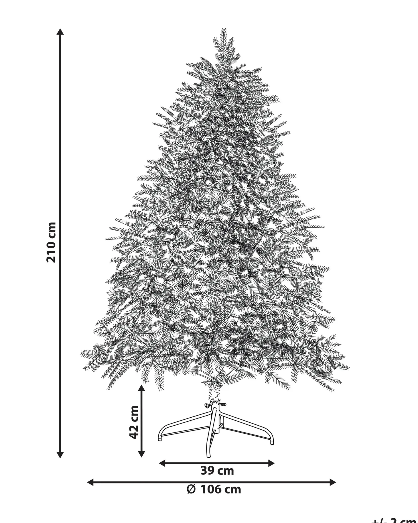 Sztuczna choinka świąteczna LED FIDDLE 210 cm Zielony