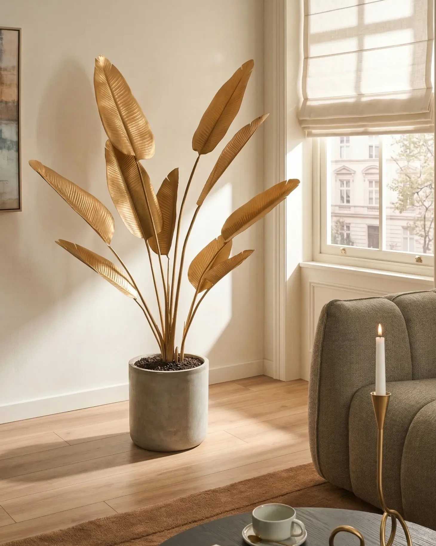 Sztuczna roślina BANANA TREE 162 cm Złoty