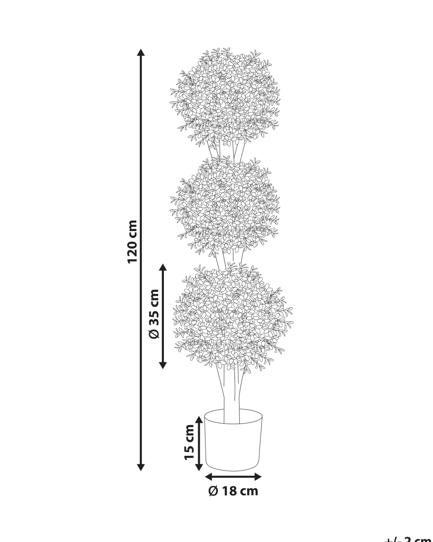 Sztuczna roślina BUXUS BALL TREE 120 cm Zielony