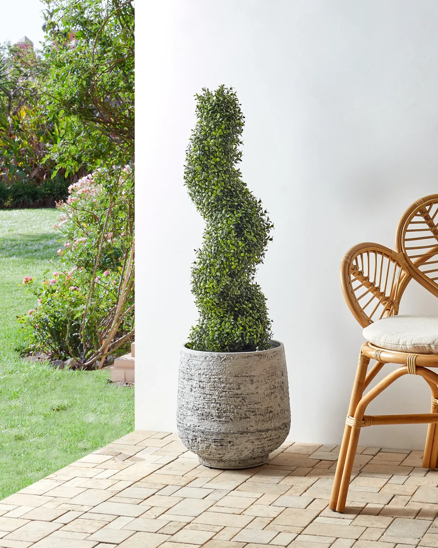 Sztuczna roślina BUXUS SPIRAL TREE 98 cm Zielony