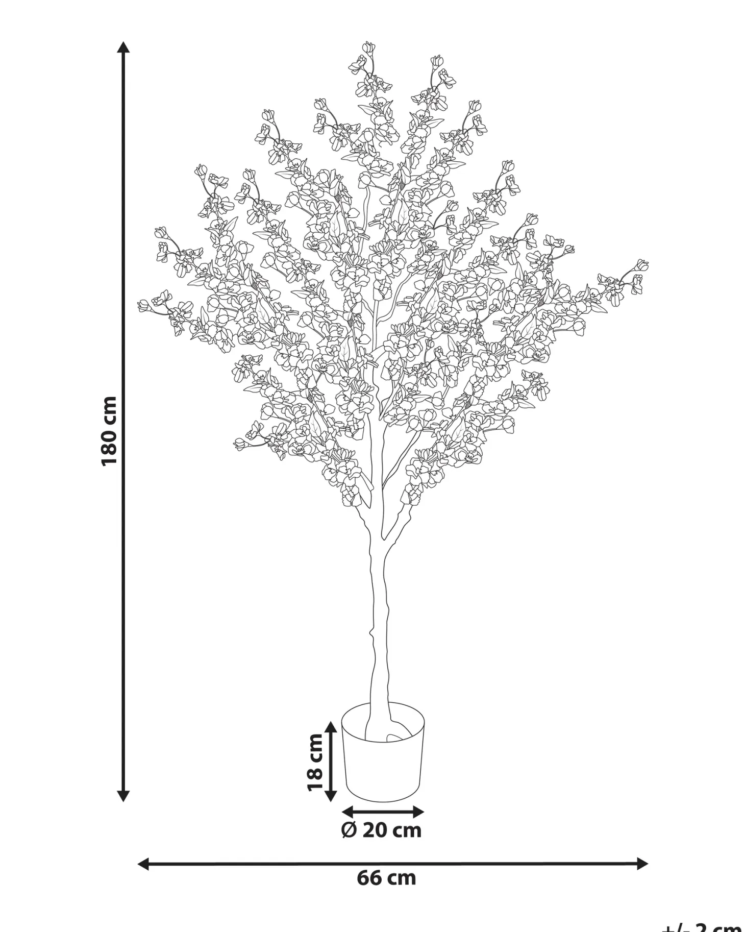 Sztuczna roślina CHERRY TREE 180 cm Różowy