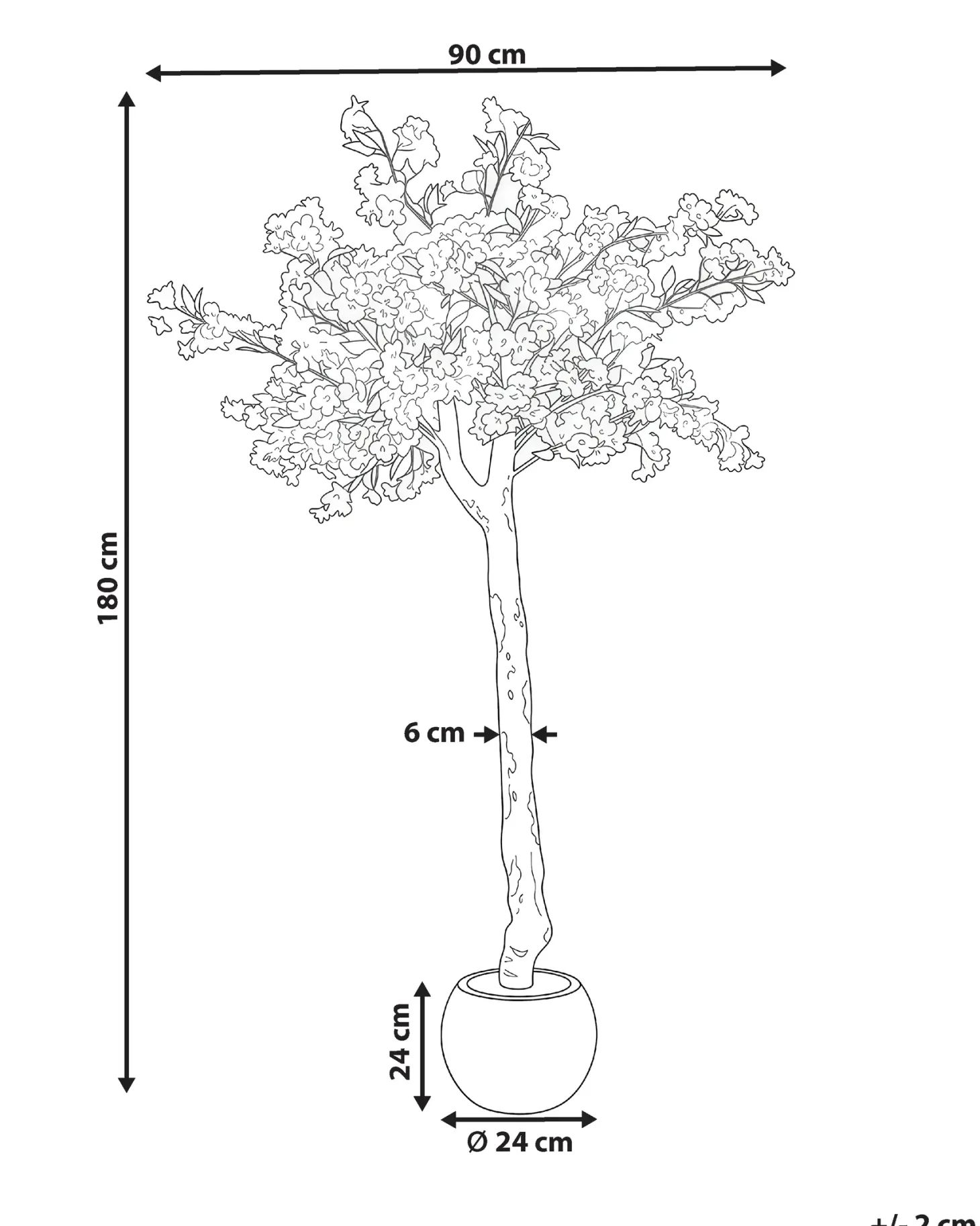 Sztuczna roślina CHERRY TREE 180 cm Biały