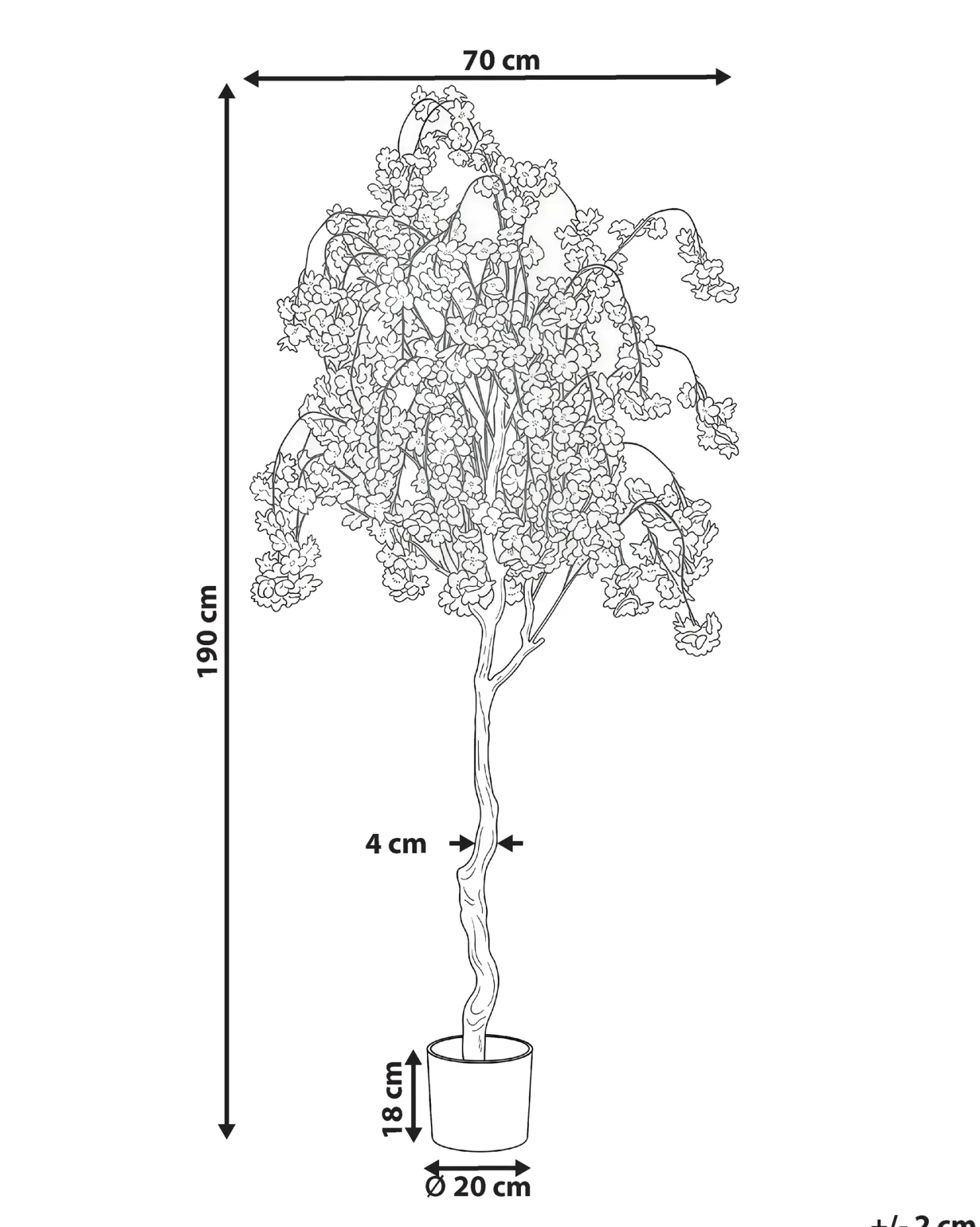 Sztuczna roślina CHERRY TREE 190 cm Różowy