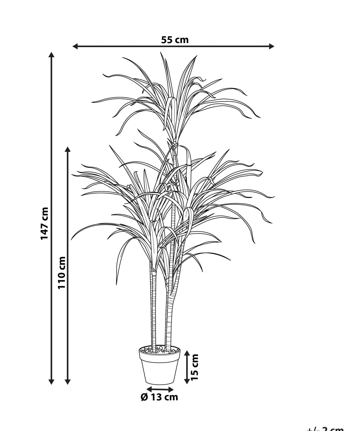 Sztuczna roślina DRACAENA ANITA 147 cm Zielony