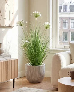 Sztuczna roślina ONION GRASS 120 cm Biały
