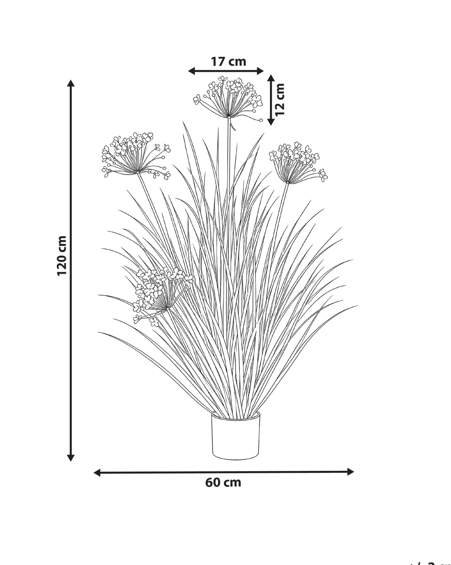 Sztuczna roślina ONION GRASS 120 cm Biały