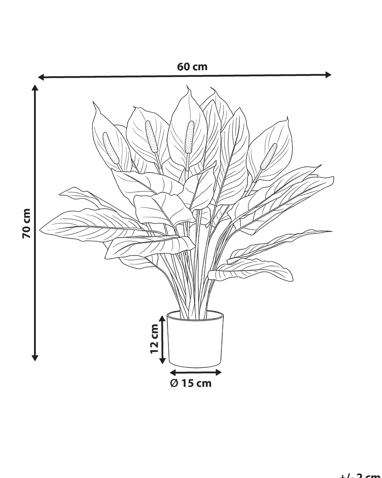 Sztuczna roślina SPATHPHYLLUM 70 cm Zielony