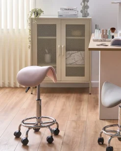 Outlet Taboret obrotowy DUMONT Ekoskóra Pastelowy róż Krzesła Biurowe Do Domu|Wszystkie Krzesła