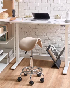 Discount Taboret obrotowy DUMONT Ekoskóra Beżowy Krzesła Biurowe Do Domu|Wszystkie Krzesła