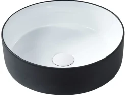 Hot Umywalka nablatowa CALIG Czarny/ biały ⌀ 36 cm Ceramika Umywalki I Akcesoria