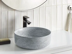 Sale Umywalka nablatowa GUDAR efekt betonu ⌀ 37 cm Ceramika Umywalki I Akcesoria