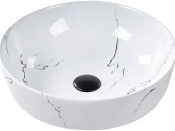 Hot Umywalka nablatowa HOPI marmur ⌀ 42 cm Ceramika Umywalki I Akcesoria