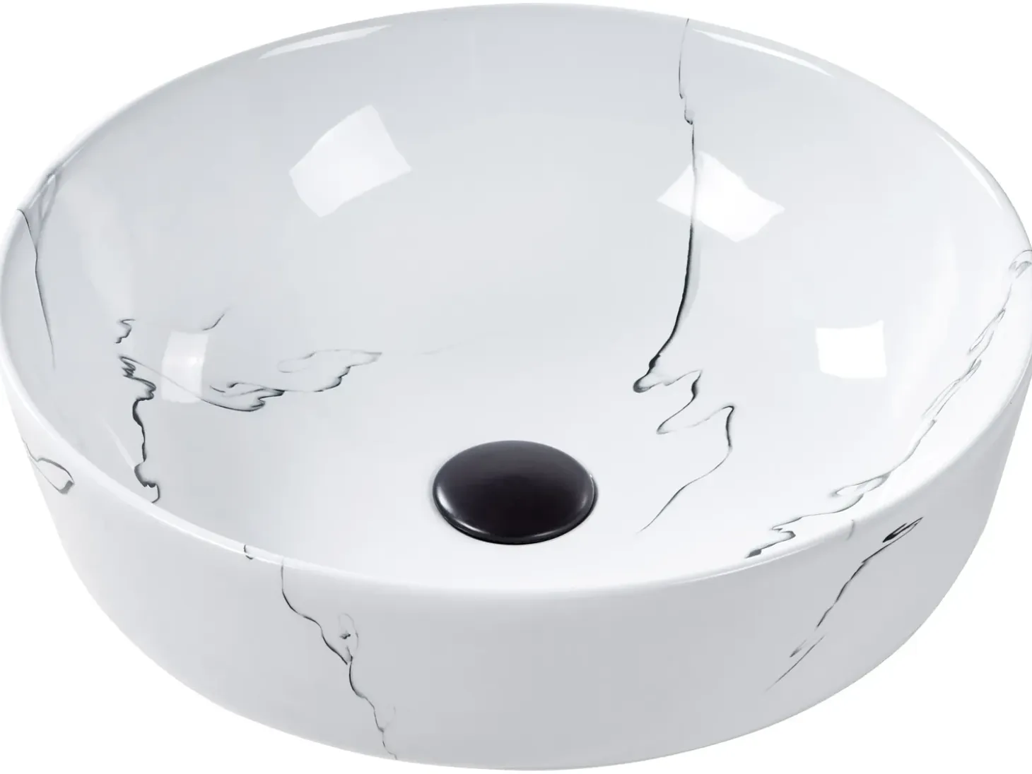 Hot Umywalka nablatowa HOPI marmur ⌀ 42 cm Ceramika Umywalki I Akcesoria