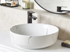 Hot Umywalka nablatowa HOPI marmur ⌀ 42 cm Ceramika Umywalki I Akcesoria