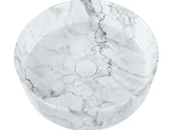 Outlet Umywalka nablatowa MANIS marmur ⌀ 40 cm Ceramika Umywalki I Akcesoria