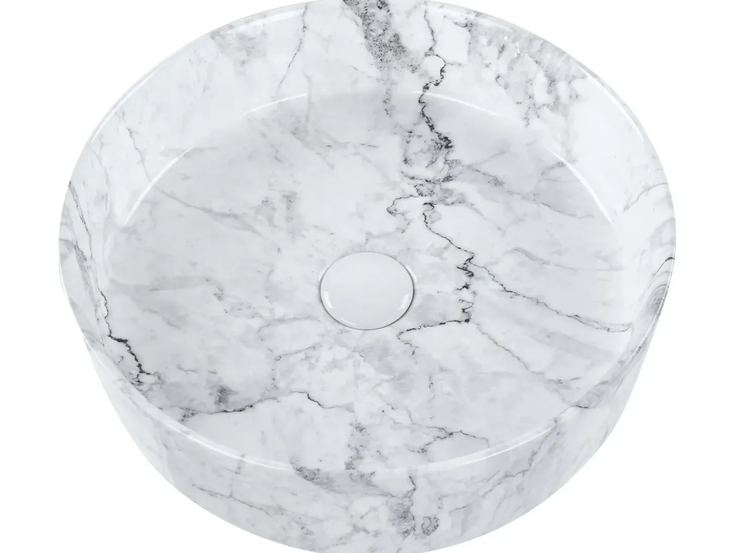 Outlet Umywalka nablatowa MANIS marmur ⌀ 40 cm Ceramika Umywalki I Akcesoria