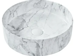 Outlet Umywalka nablatowa MANIS marmur ⌀ 40 cm Ceramika Umywalki I Akcesoria