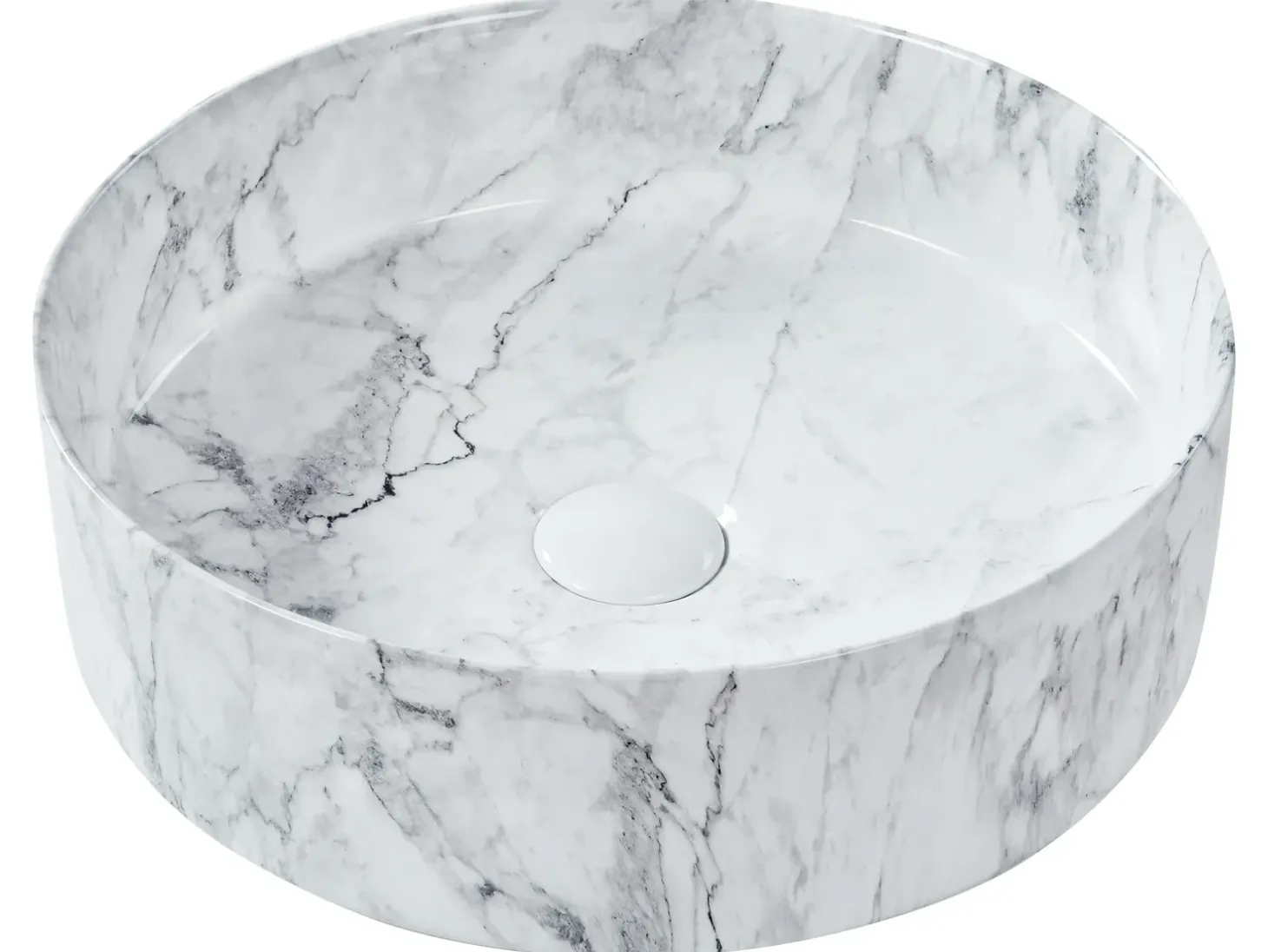 Outlet Umywalka nablatowa MANIS marmur ⌀ 40 cm Ceramika Umywalki I Akcesoria