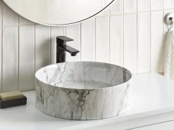 Outlet Umywalka nablatowa MANIS marmur ⌀ 40 cm Ceramika Umywalki I Akcesoria