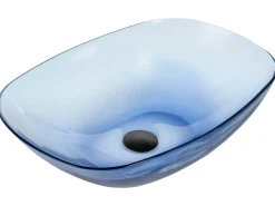 Outlet Umywalka nablatowa MOENGO Niebieski 54 x 36 cm Konglomerat Umywalki I Akcesoria