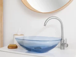 Outlet Umywalka nablatowa MOENGO Niebieski 54 x 36 cm Konglomerat Umywalki I Akcesoria