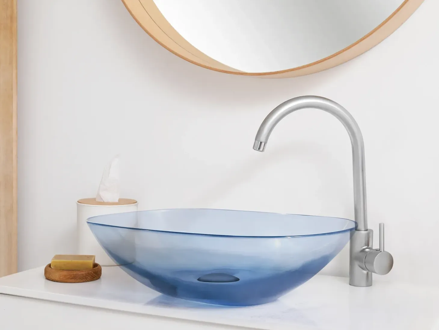 Outlet Umywalka nablatowa MOENGO Niebieski 54 x 36 cm Konglomerat Umywalki I Akcesoria