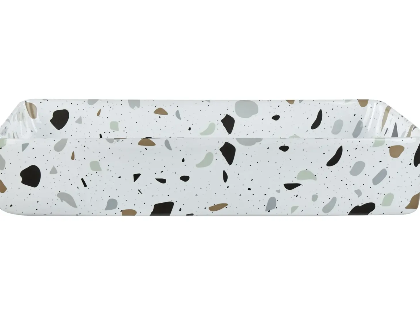 Sale Umywalka nablatowa NULES Białe lastryko 61 x 35 cm Ceramika Umywalki I Akcesoria