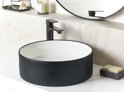 Online Umywalka nablatowa TEBAR Czarny/ biały ⌀ 40 cm Ceramika Umywalki I Akcesoria