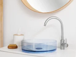 New Umywalka nablatowa TOLOSA Błękitny ⌀ 36 cm Konglomerat Umywalki I Akcesoria