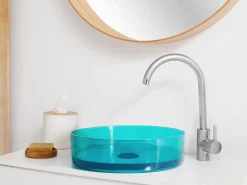 Clearance Umywalka nablatowa TOLOSA Turkusowy ⌀ 36 cm Konglomerat Umywalki I Akcesoria