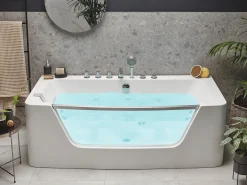 Outlet Wanna narożna z hydromasażem BARRANCA 170 x 85 cm Biały Wanny Z Hydromasażem|Wszystkie Wanny