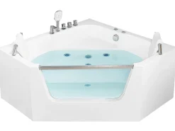 Outlet Wanna narożna z hydromasażem CANTALLA 135 x 135 cm Biały Wszystkie Wanny|Wanny Z Hydromasażem