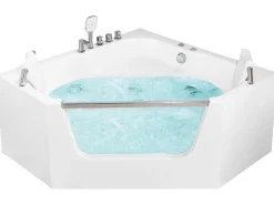 Outlet Wanna narożna z hydromasażem CANTALLA 135 x 135 cm Biały Wszystkie Wanny|Wanny Z Hydromasażem