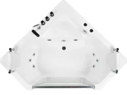 Outlet Wanna narożna z hydromasażem CANTALLA 135 x 135 cm Biały Wszystkie Wanny|Wanny Z Hydromasażem