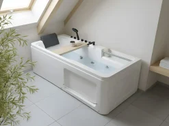 Sale Wanna narożna z hydromasażem CAMALU 180 x 86 cm Biały Wanny Z Hydromasażem|Wszystkie Wanny