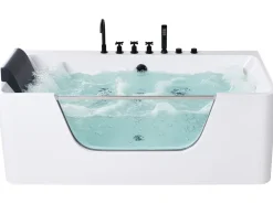 Clearance Wanna narożna z hydromasażem CAHUITA 160 x 75 cm Biały Wanny Z Hydromasażem|Wszystkie Wanny