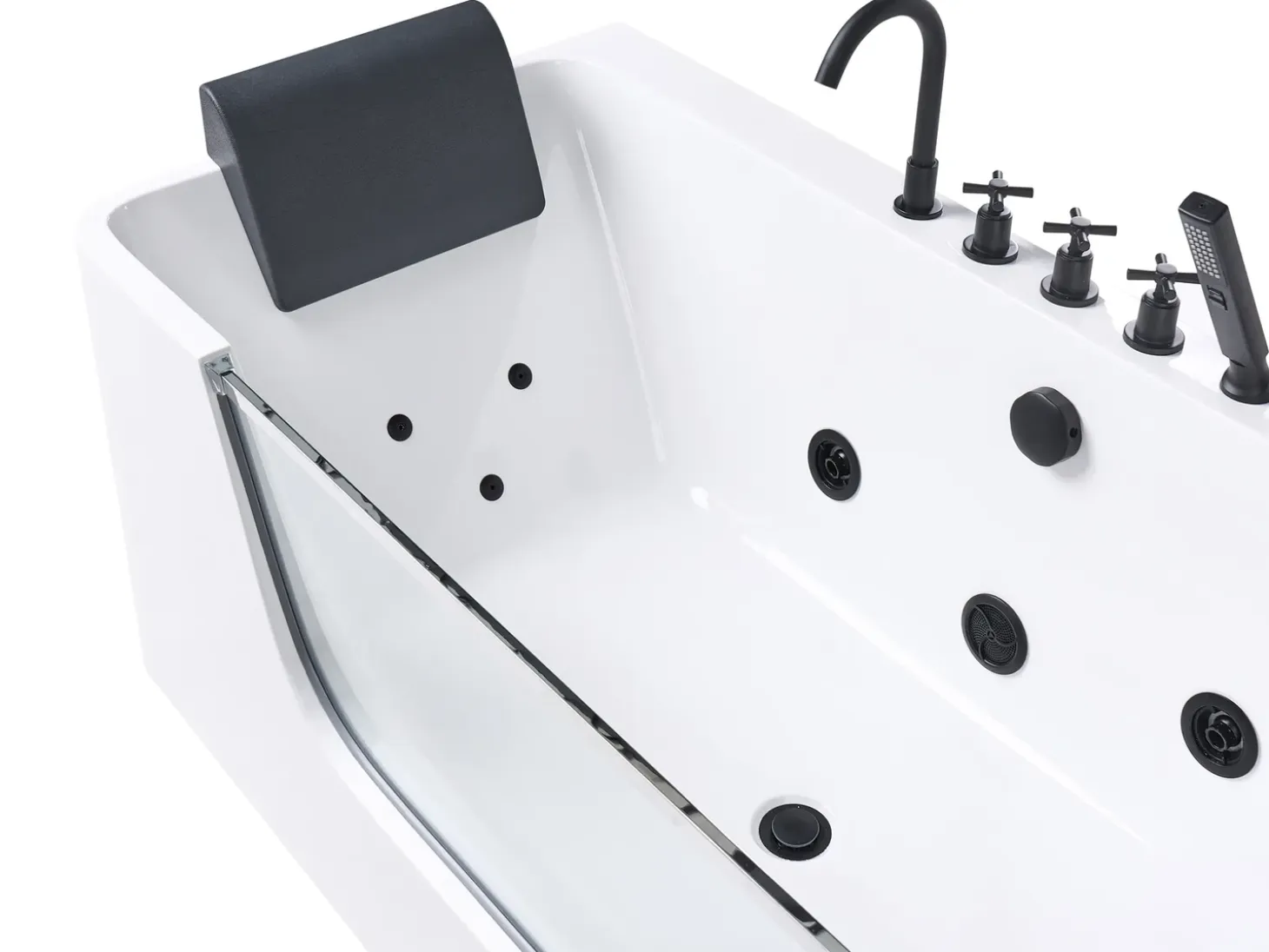 Clearance Wanna narożna z hydromasażem CAHUITA 160 x 75 cm Biały Wanny Z Hydromasażem|Wszystkie Wanny