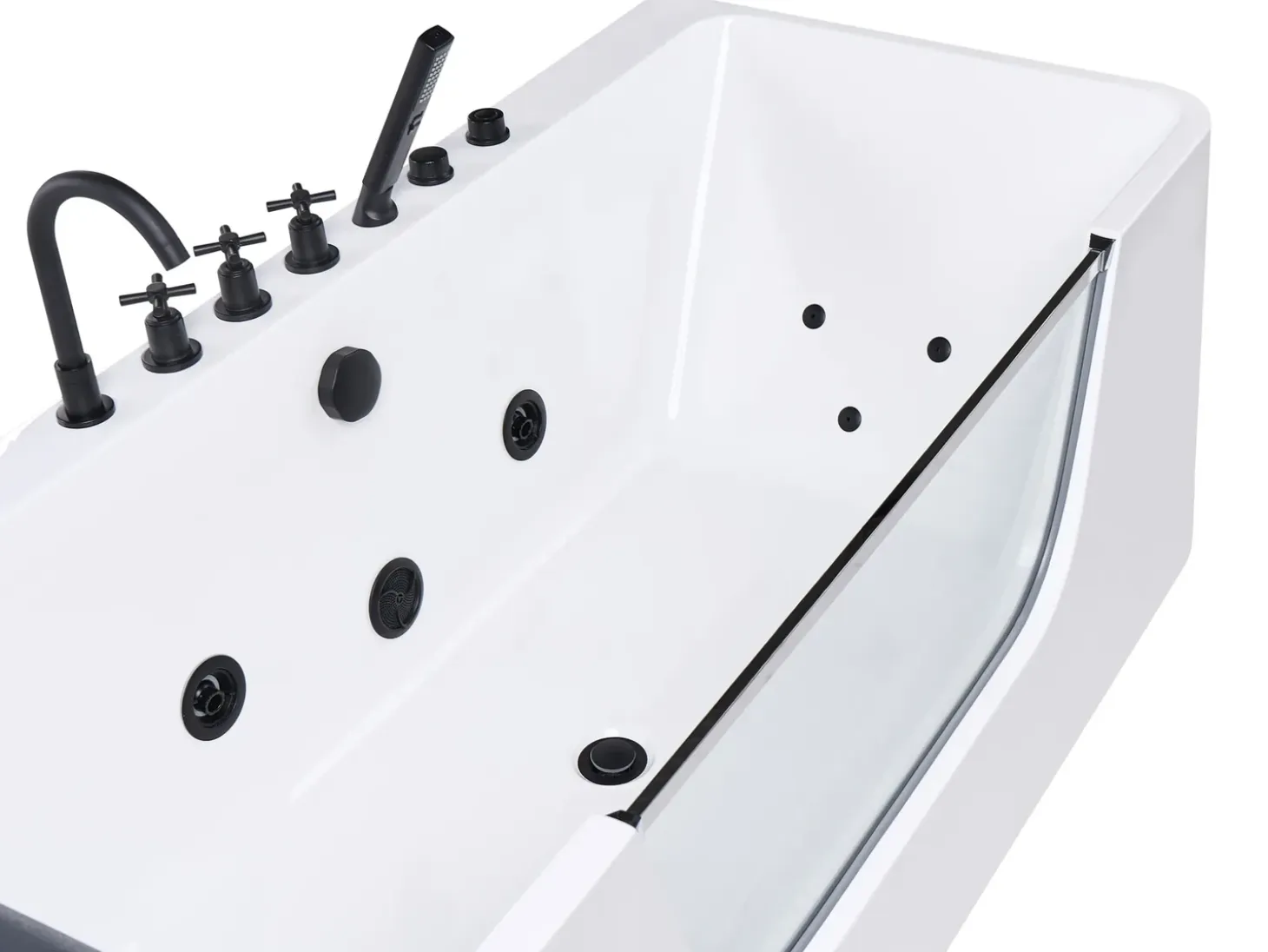 Clearance Wanna narożna z hydromasażem CAHUITA 160 x 75 cm Biały Wanny Z Hydromasażem|Wszystkie Wanny