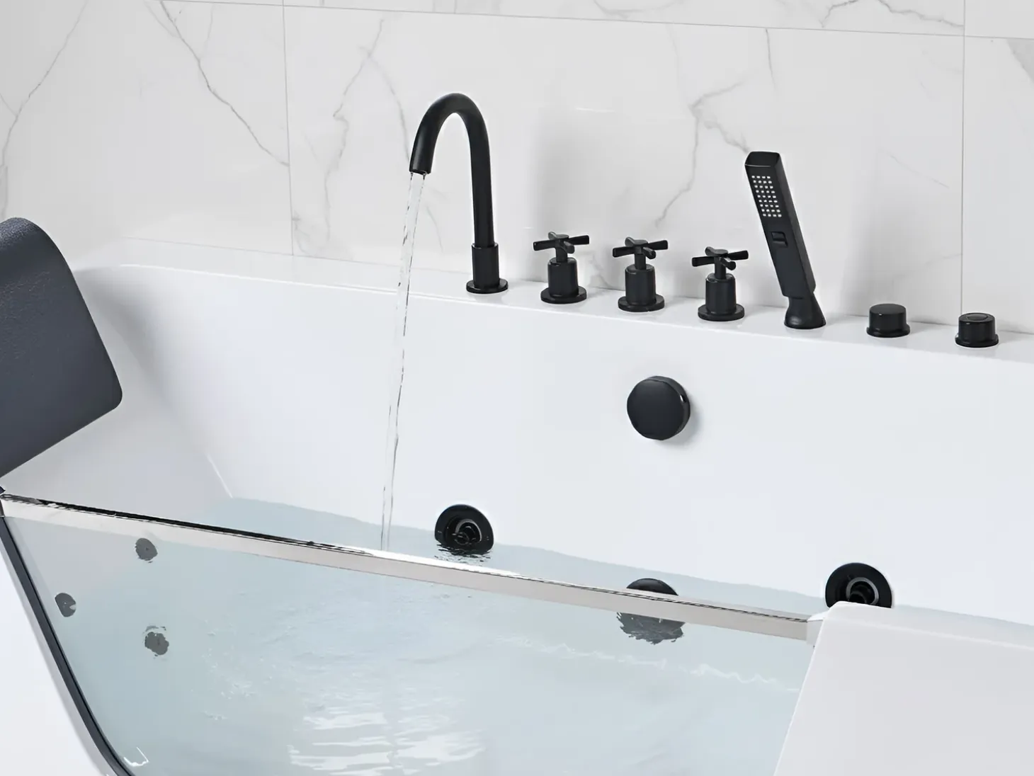 Clearance Wanna narożna z hydromasażem CAHUITA 160 x 75 cm Biały Wanny Z Hydromasażem|Wszystkie Wanny