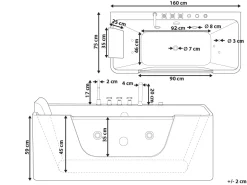 Clearance Wanna narożna z hydromasażem CAHUITA 160 x 75 cm Biały Wanny Z Hydromasażem|Wszystkie Wanny