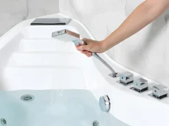Wanna narożna z hydromasażem CARTAGENA 220 x 160 cm Biały Wszystkie Wanny|Wanny Z Hydromasażem