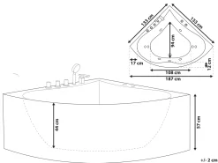 Wanna narożna z hydromasażem ISLITA 187 x 133 cm Biały Wszystkie Wanny|Wanny Z Hydromasażem