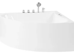 Wanna narożna z hydromasażem ISLITA 187 x 133 cm Biały Wszystkie Wanny|Wanny Z Hydromasażem