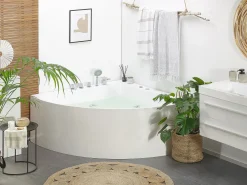 Wanna narożna z hydromasażem ISLITA 187 x 133 cm Biały Wszystkie Wanny|Wanny Z Hydromasażem