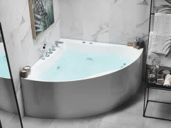 Wanna narożna z hydromasażem ISLITA 187 x 133 cm Biały Wszystkie Wanny|Wanny Z Hydromasażem