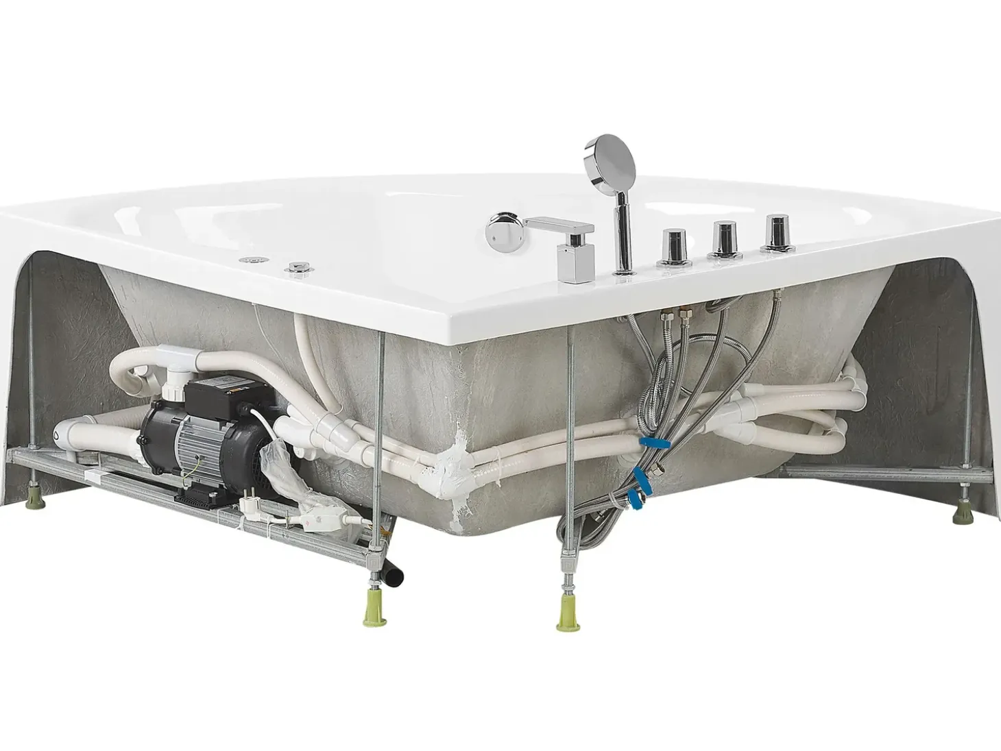 Wanna narożna z hydromasażem ISLITA 187 x 133 cm Biały Wszystkie Wanny|Wanny Z Hydromasażem