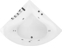 Wanna narożna z hydromasażem ISLITA 187 x 133 cm Biały Wszystkie Wanny|Wanny Z Hydromasażem