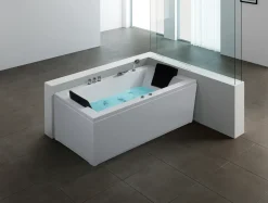 Wanna narożna z hydromasażem LED VARADERO Lewostronny 183 x 90 cm Biały