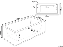 Wanna narożna z hydromasażem LED VARADERO Lewostronny 183 x 90 cm Biały