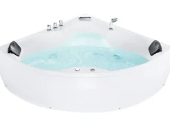 Wanna narożna z hydromasażem LED SENADO 205 x 150 cm Biały